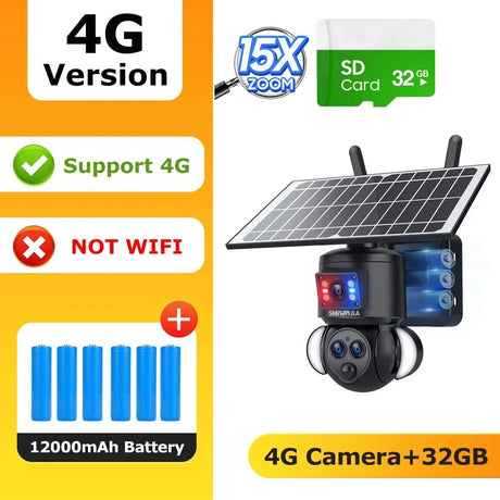 Shiwojia 4K 8MP Solar Camera - Outdoor Security With Humanoid Tracking And Power