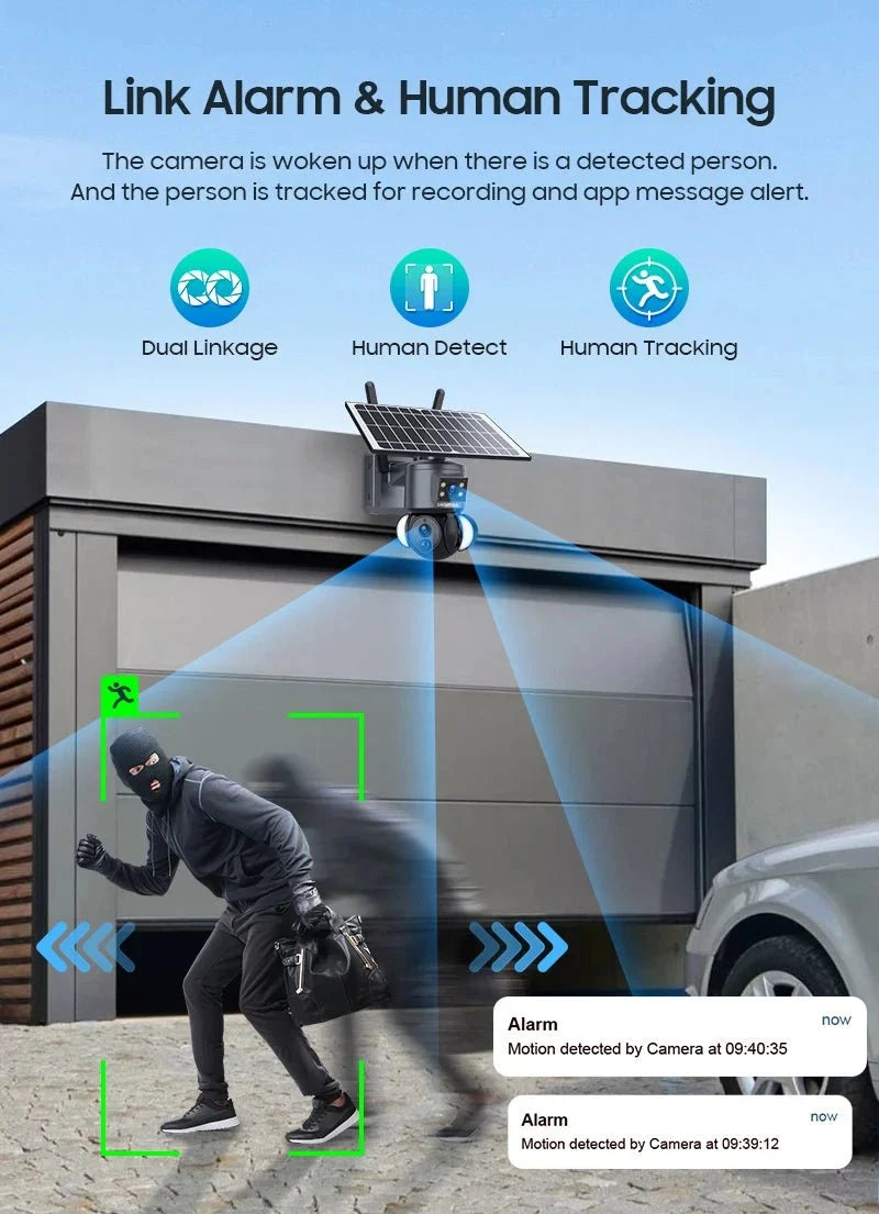 Shiwojia 4K 8MP Solar Camera - Outdoor Security With Humanoid Tracking And Power