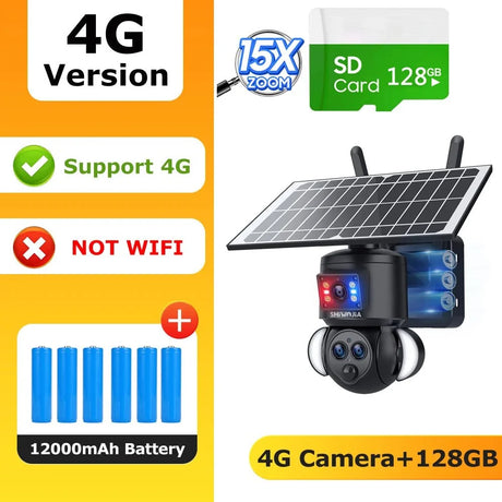 Shiwojia 4K 8MP Solar Camera - Outdoor Security With Humanoid Tracking And Power