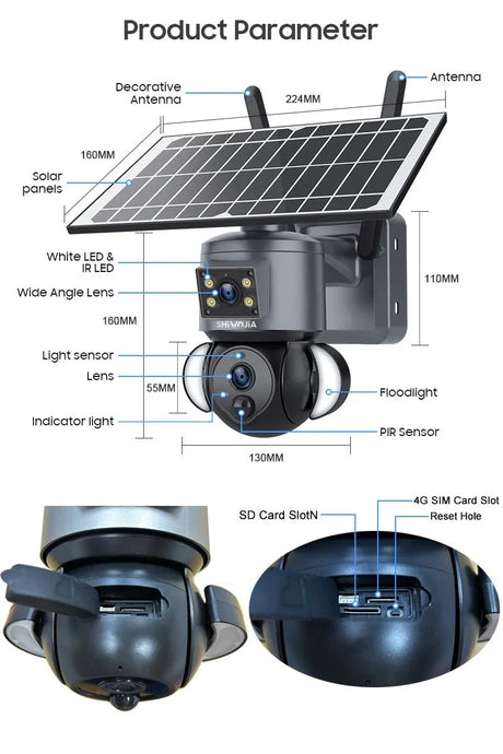 Shiwojia 4K 8MP Solar Camera - Outdoor Security With Humanoid Tracking And Power