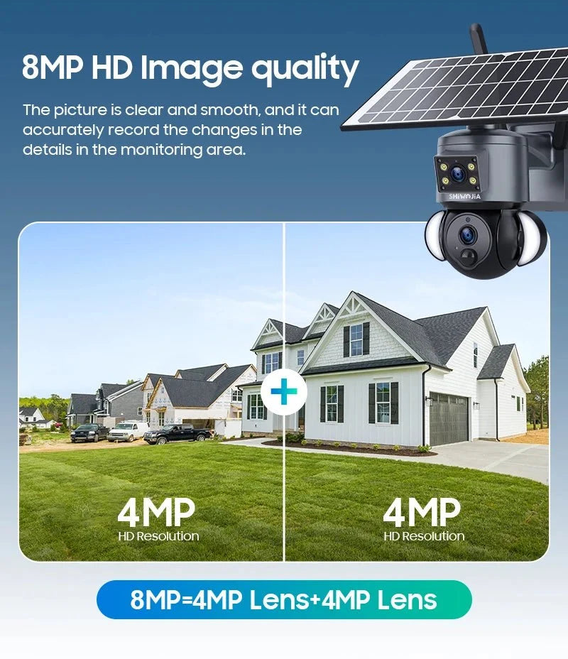 Shiwojia 4K 8MP Solar Camera - Outdoor Security With Humanoid Tracking And Power