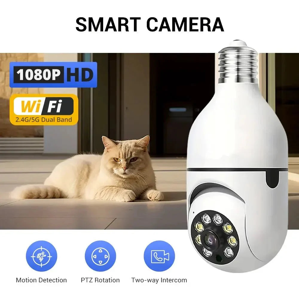 Smart Bulb Security Camera 360 Degree WiFi 5GHz Outdoor E27 Socket See Angles
