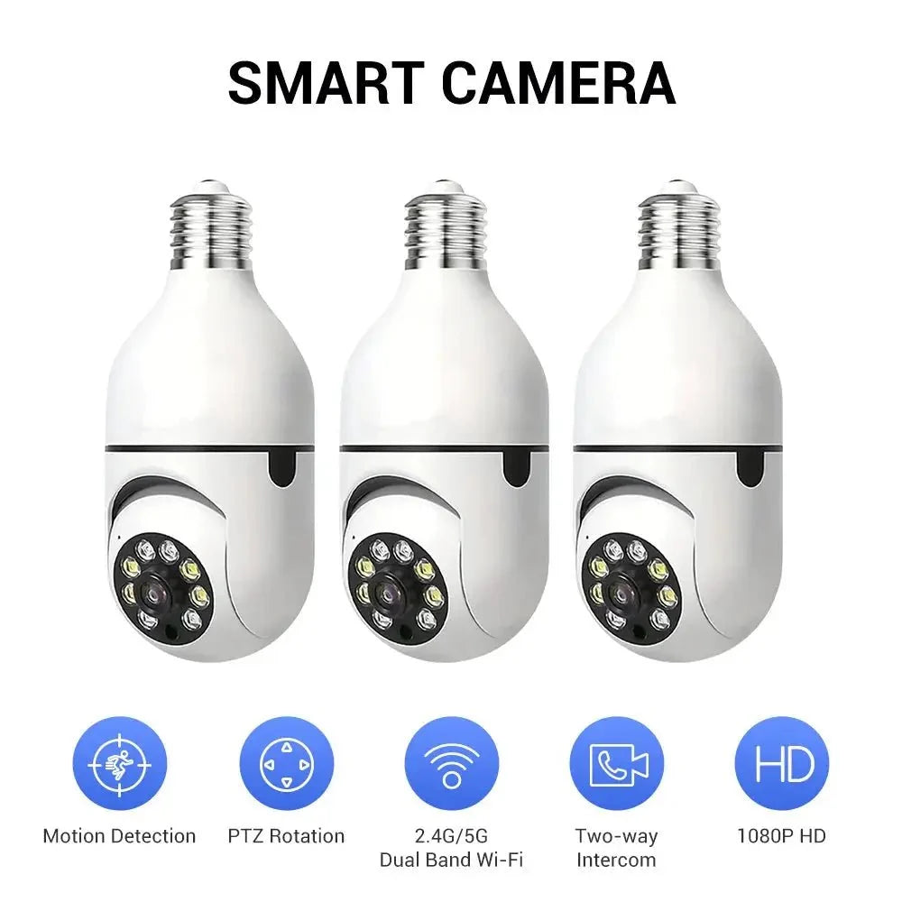 Smart Bulb Security Camera 360 Degree WiFi 5GHz Outdoor E27 Socket See Angles