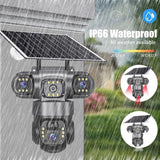 SolarGuard 4G Outdoor Solar Camera - Triple Lens 10X Zoom PIR Detection IP66 Pro