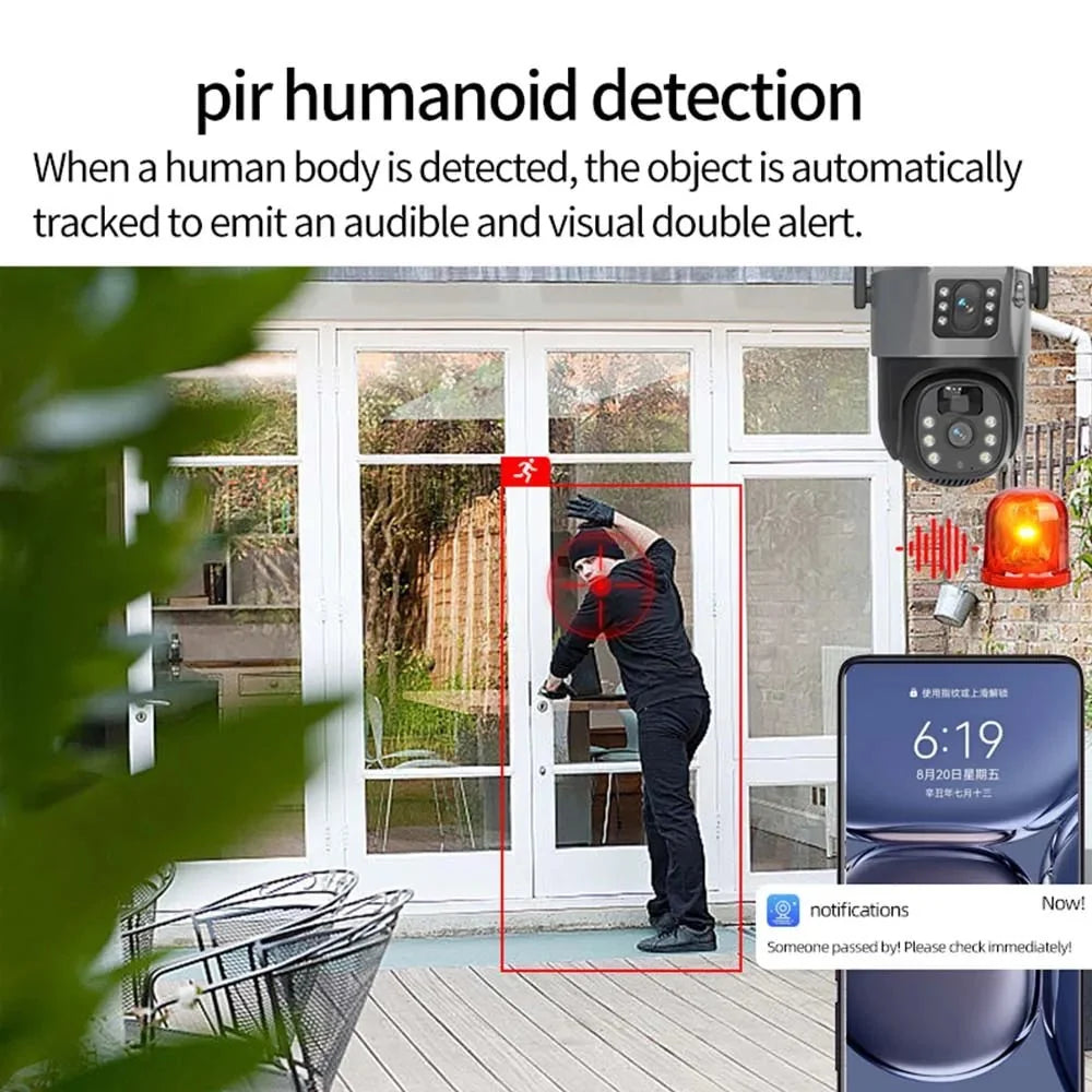 SolarGuard 8MP 4K WiFi Solar Camera - Dual Lens PTZ Wireless Surveillance System