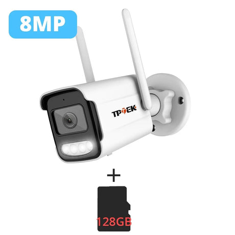TPTEK 8MP 4K IP Camera - AI Human Detects Outdoor Bullet Surveillance With iCSee