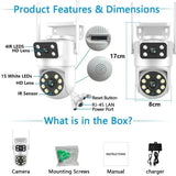 Tuya 4K 8MP Dual Lens PTZ WiFi Camera AI Auto Tracking Dual Screen Outdoor IP66X