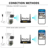 Tuya 4K 8MP Dual Lens PTZ WiFi Camera AI Auto Tracking Dual Screen Outdoor IP66X