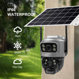 V380 Dual Lens 4G Solar Camera IR Detection Night Vision Waterproof Security Cams