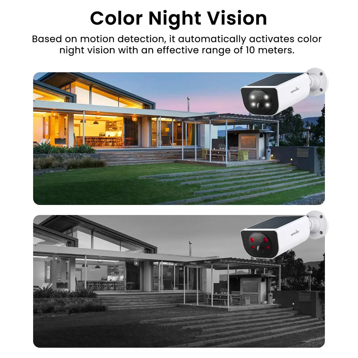 Wansview Outdoor Solar Security Camera AI 3MP Color Night Vision With Battery